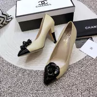 nouvelle collection chanel chaussures femmes mid-heel escarpins8.5cm cuir lamine silver